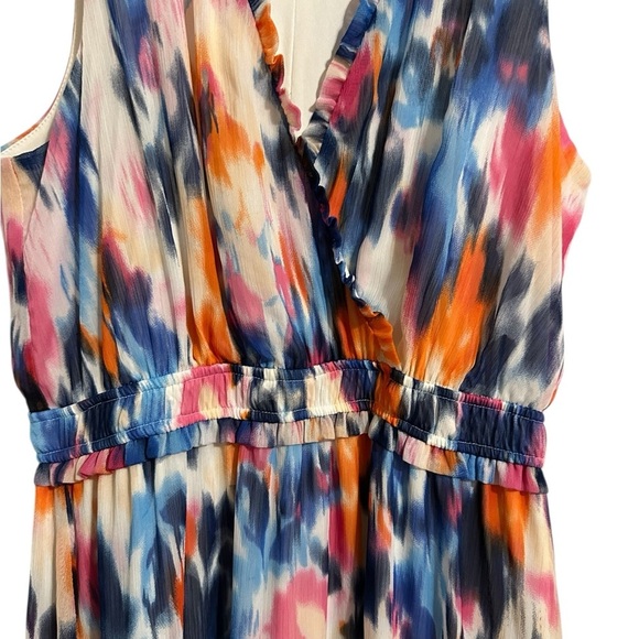 London Times Tie Dye Rainbow Watercolor Sleeveless Maxi Dress Size 12 - Picture 7 of 8